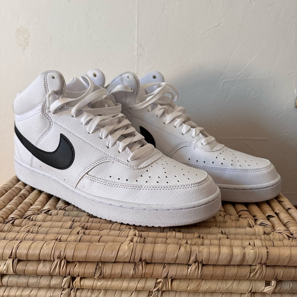 Nike White and Black Air Force 1 Sneakers
